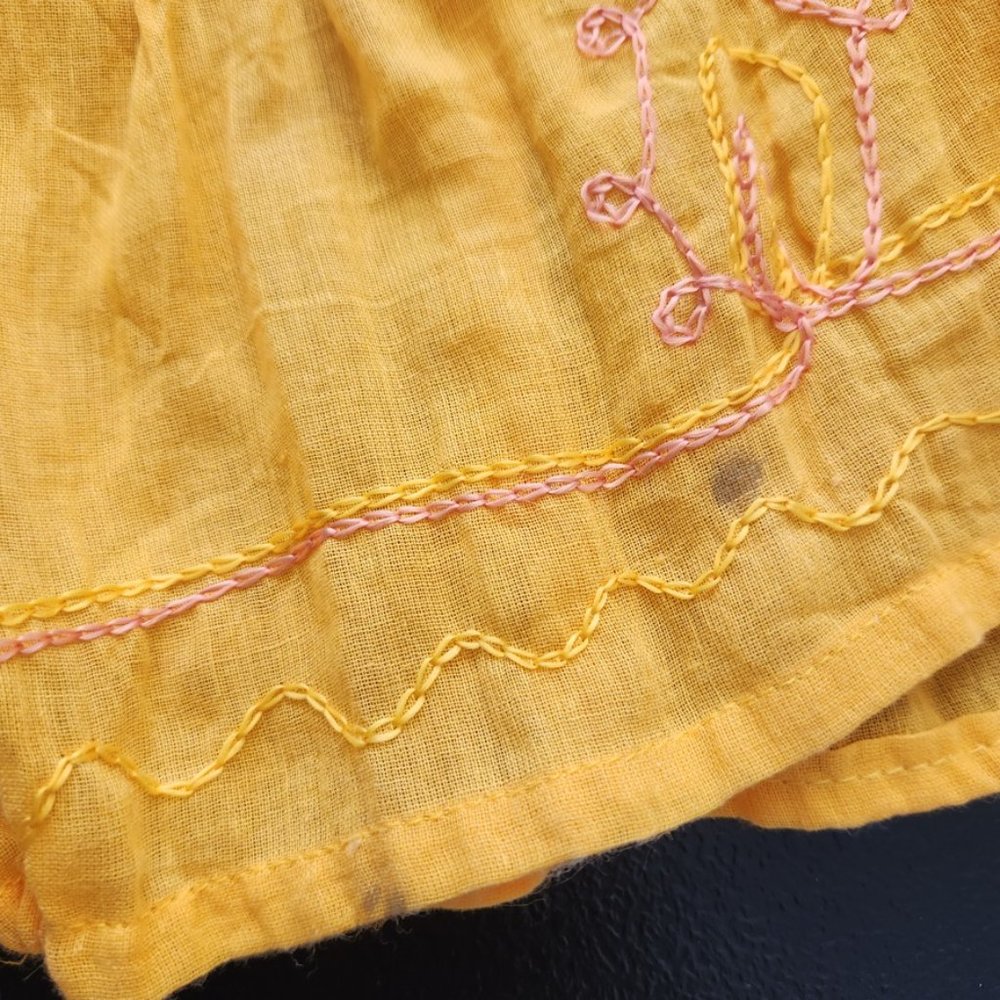 Y2K California Breeze Tie Dye‎ Maxi Dress Tiered Crochet Yellow Pink Medium - Picture 12 of 16
